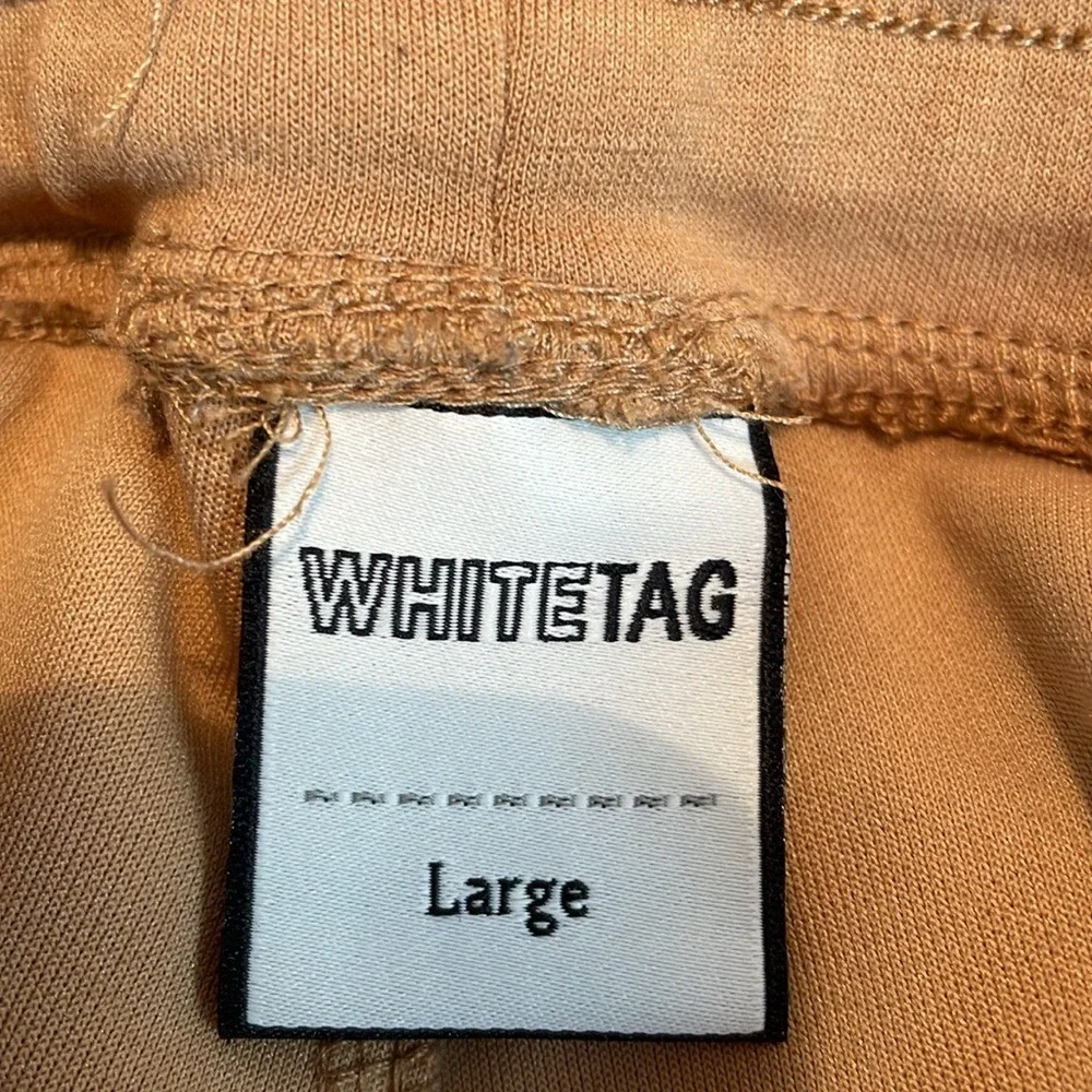 WHITETAG Mens Large Tan Jogger Sweatpants Casual‎ Activewear Zip Pockets
